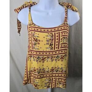 Gilli Yellow Floral Tie Strap Tank Top Women’s M Festival Concert Brunch